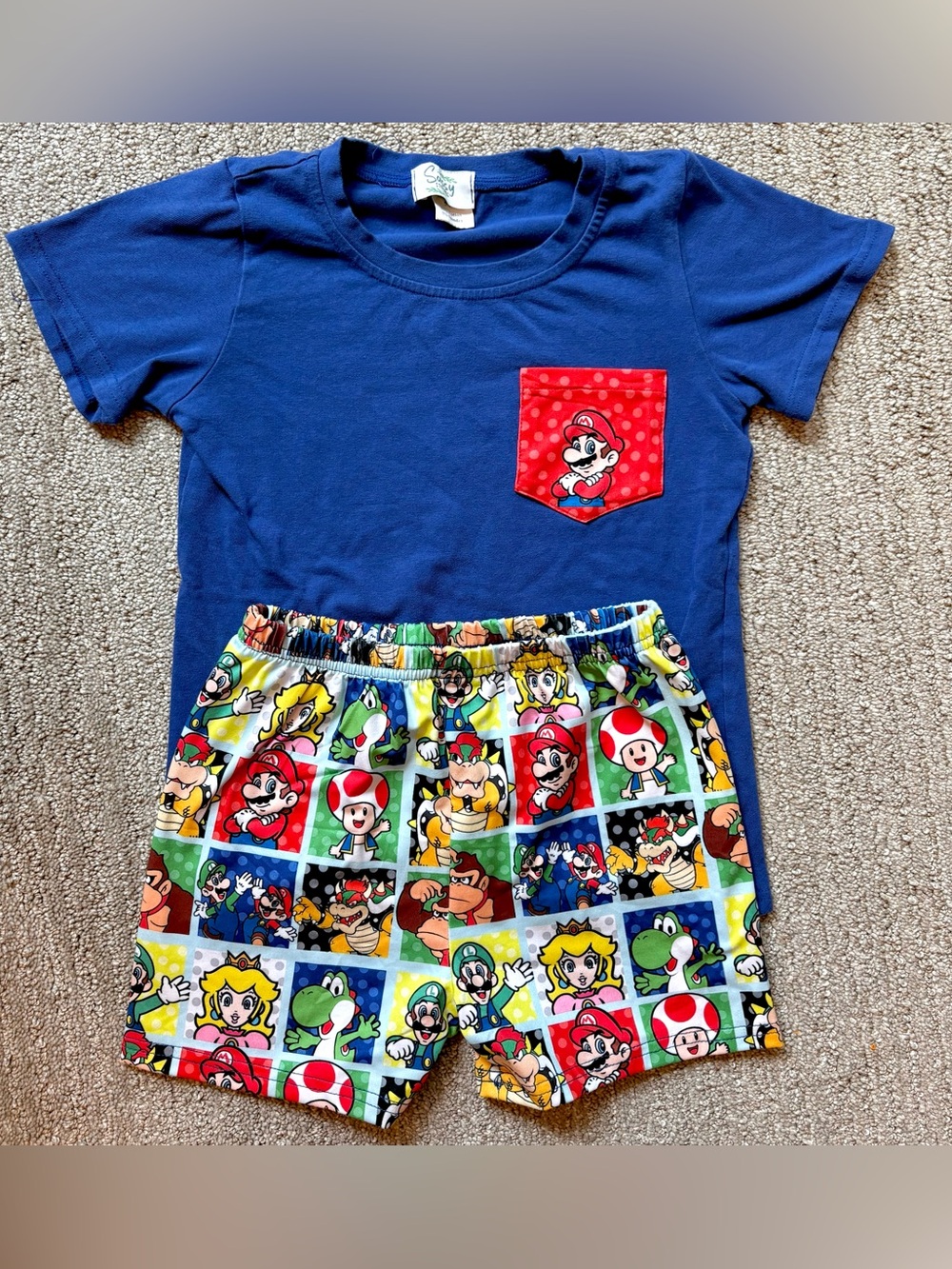 Sassy Stitches Super Mario Brothers Short Set 5t